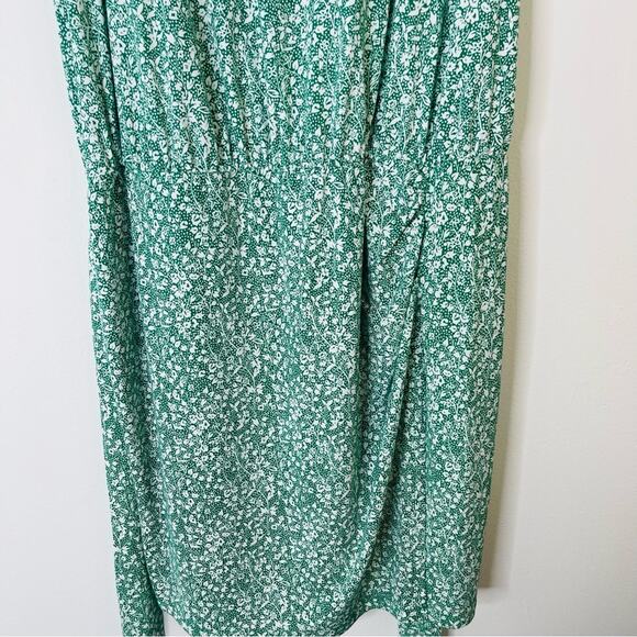 1 State green white ditzy floral cottagecore faux wrap stretchy midi dress 1X - Picture 3 of 7